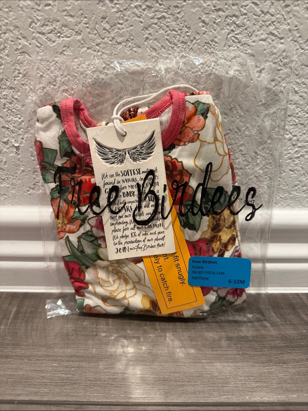 Free Birdees - Fall Floral Footie NWT